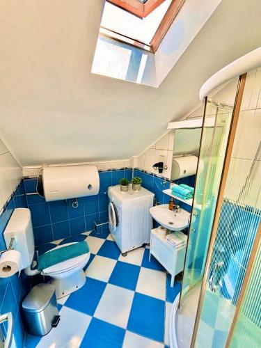 a bathroom with a toilet and a sink and a shower at Apartments Djurovic in Kotor