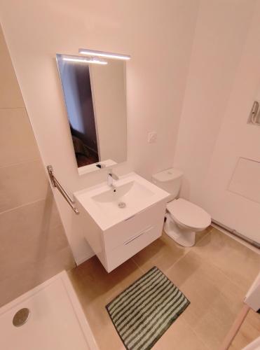 a white bathroom with a sink and a toilet at OLOO Habitat - Le 3 in Lure