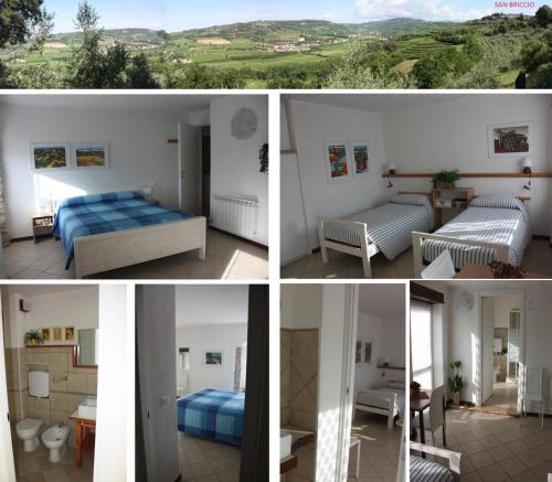 
a collage of photos of a room with a bed and a toilet at B&B Brixius in Verona
