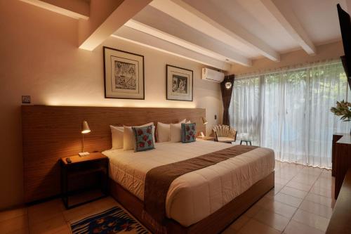 a bedroom with a large bed and a window at Nardazul "Casa de Sueños" in Oaxaca City