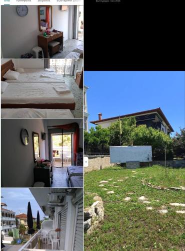 a collage of four pictures of a house at Rooms To Let Giannis in Makrygialos