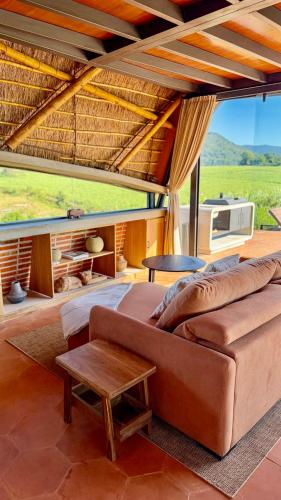 a living room with a couch and a table at Viento Blanco in Independencia