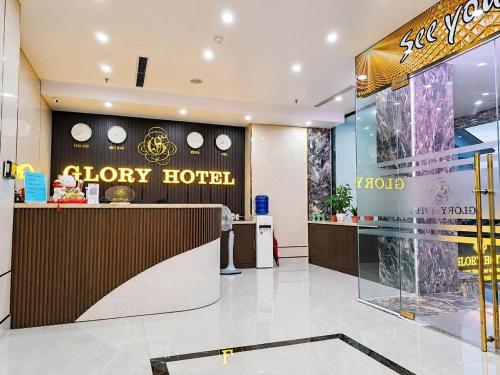 a lobby of a store with a display hotel at Glory Hotel Apartment Hải Phòng in Hai Phong