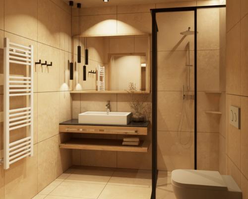 a bathroom with a sink and a shower at Hotel Garni Hainbacherhof in Sölden