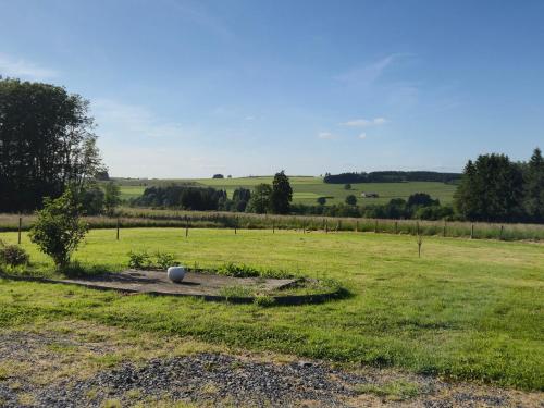 a field with a ball in the grass at Gîte L'Aventura in Vielsalm