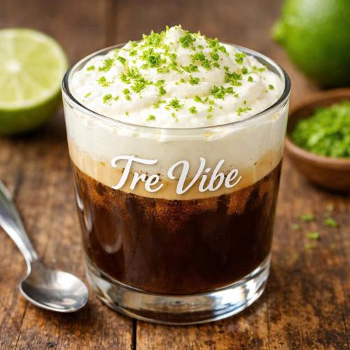 a glass of iced coffee with herbs on top at Tre Vibe Resort Daklak in Buôn Jung