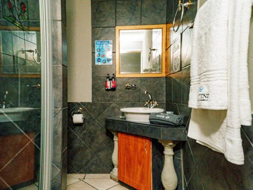 a bathroom with a sink and a shower at Emoyeni Guest House in Nelspruit