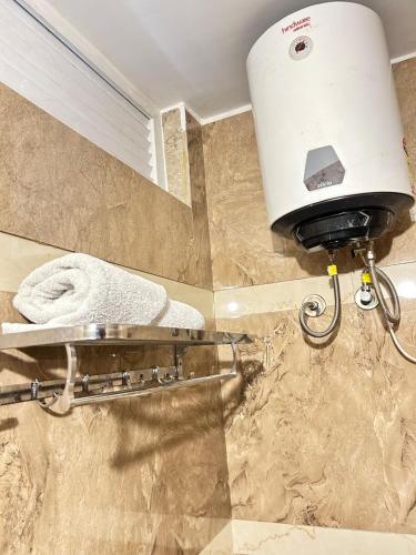 a shower in a bathroom with a toilet at Utk 3 in Panchkula