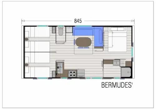 a floor plan of a small apartment with a room at Camping 3 étoiles - Piscine - ccbfhii in Bouzic