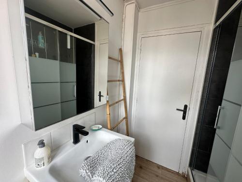 a bathroom with a sink and a mirror at Séjour agréable à Plaisir - 456 in Rouen