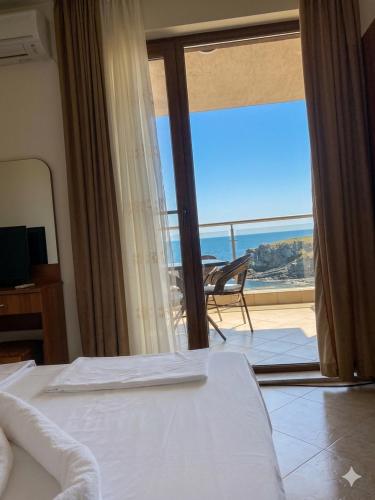 a hotel room with a view of the ocean at Апартаменти Спас 2 in Sinemorets