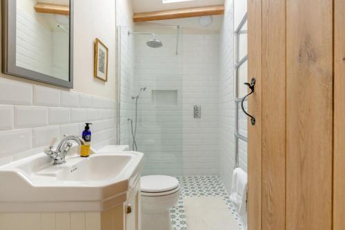 a bathroom with a sink and a toilet at 1 Bed in Stoke Abbott oc-35012 in Burstock