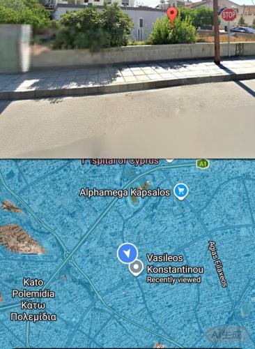 two pictures of a map of a street at Xrysanthis Kaouris in Limassol