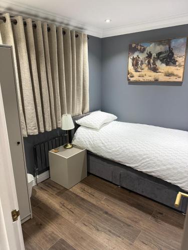 a bedroom with a bed and a painting on the wall at The Hideaway Aylesbury in Buckinghamshire