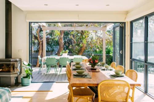 a dining room with a table and chairs at Perfect Beachside Escape - Walk Everywhere in Anglesea
