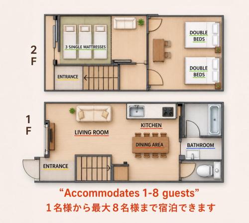 two views of a floor plan of a house at Between Kyoto & Osaka 渚南 駅徒歩3分 in Hirakata