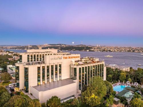 an aerial view of the hilton hotel with a view of the water at Swissotel The Bosphorus Istanbul in Istanbul