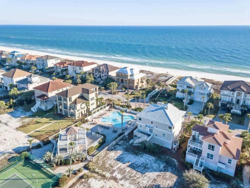 an aerial view of a house and the beach at Gulf View Beach Home with Pool in Gulf Shores