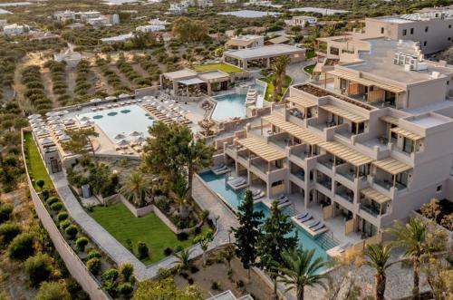 an aerial view of a villa with a swimming pool at Kakkos Terra Blu Hotel in Ierapetra