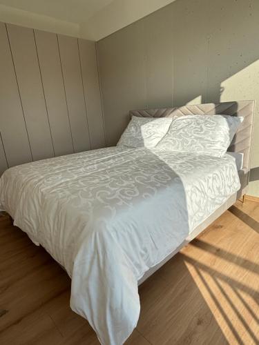 a bed with white sheets and pillows in a room at Apartmant Beatrice in Veselé