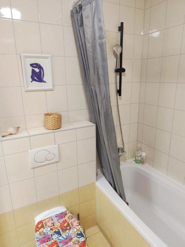 a bathroom with a shower and a tub and a toilet at Bistra in Ajdovščina