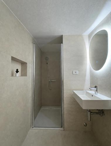 a bathroom with a shower and a sink at House Santro in Baška Voda
