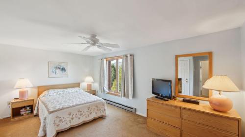 a bedroom with a bed and a flat screen tv at Quick Silver - Summit at Gore Mountain by AvantStay in North Creek