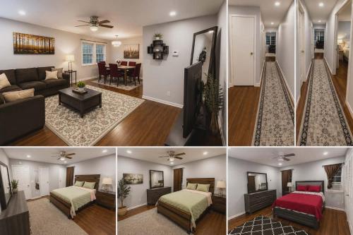 a collage of four pictures of a living room at 16 sycamore rd in Bayonne