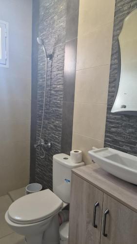 a bathroom with a toilet and a sink and a shower at Sidi Kankouch Bay in Tangier
