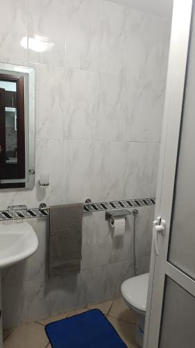 a bathroom with a sink and a toilet and a mirror at Cabo Dream 51 in Cabo Negro