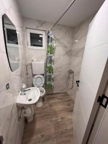 a bathroom with a toilet and a sink at Green View in Petrovaradin