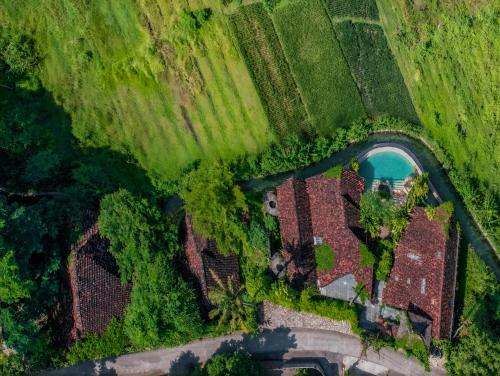 an overhead view of a house in a field at HAVAN Villas - Yogyakarta in Jarakan