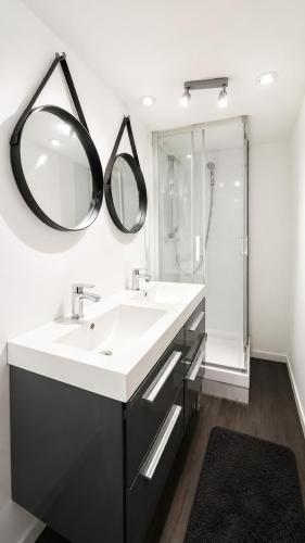 a bathroom with a sink and a mirror at Le Clos Delobel in Tourcoing