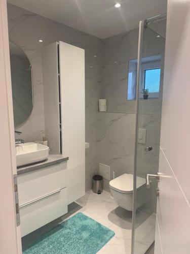 a bathroom with a toilet and a sink at Apartman Provo in Široki Brijeg