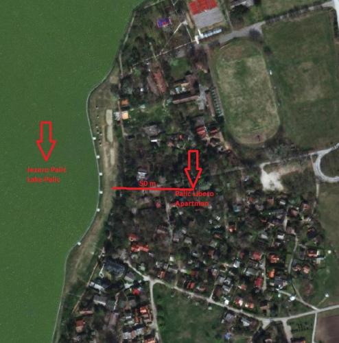 a map of the approximate site of a house at Palić Libero Apartman in Palić