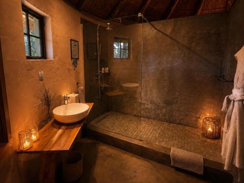 a bathroom with a tub and a sink and a shower at Addo African Home in Addo