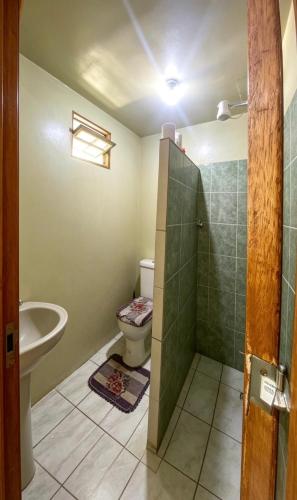 a bathroom with a toilet and a sink at Casa em Itaúnas para temporada e carnaval in Itaúnas