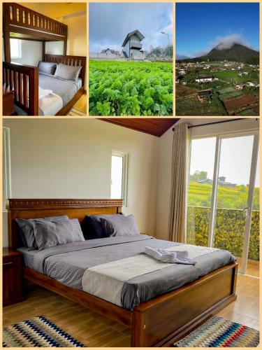 a collage of photos of a bedroom with a bed and a window at SSR Wasana in Sita Eliya