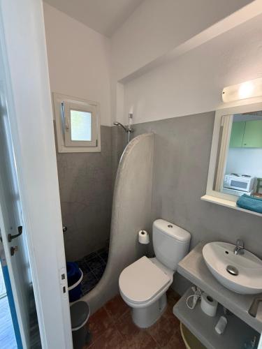 a bathroom with a toilet and a sink at Studios Panorama Drios in Drios