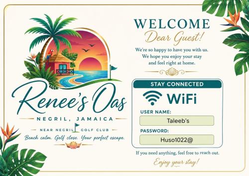 a ticket for a vacation in the tropics with a vacation house at Renee Oasis in Negril