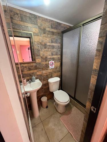 a bathroom with a toilet and a sink at Hostal el hermanito in San Pedro de Atacama