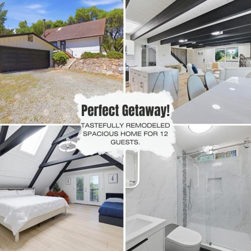 a collage of pictures of a house at Remodeled Yosemite Cabin Sleeps 12 in Groveland