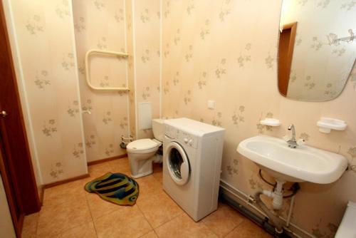 エカテリンブルクにあるApartment on Rassvetnoy 9Aのバスルーム(洗濯機、シンク付)