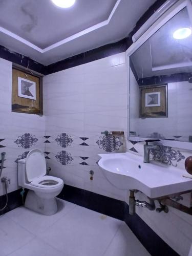 a bathroom with a toilet and a sink at Cottage Inn in Faisalabad