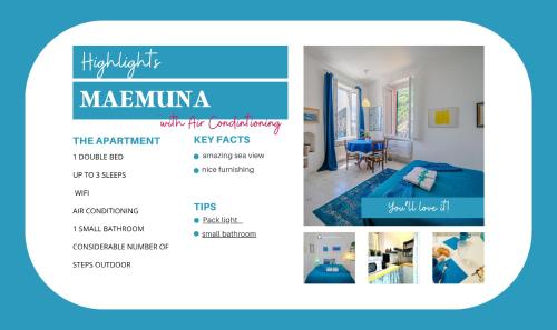 a catalogue of a room in a home at Maemuna Sea View Apartment in Vernazza