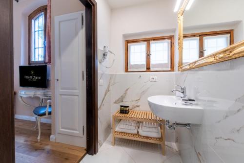 a bathroom with a sink and a mirror at Art Hotel Villa Agape - Place of Charme in Florence