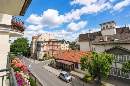 a view of a city street with buildings at Extra Apartamenty - Apartament przy plaży in Sopot