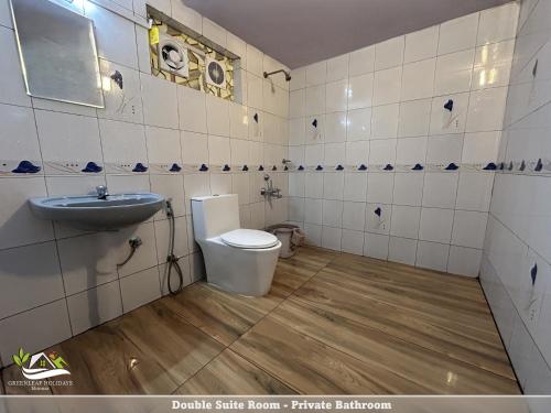 a bathroom with a toilet and a sink at Greenleaf Holidays in Munnar
