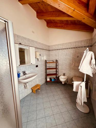 a bathroom with a sink and a toilet and a sink at Agritur Due Valli in Livo