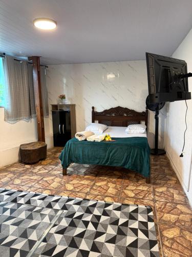 a bedroom with a bed and a tv in a room at Refúgio 4 in Belo Horizonte